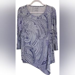 Chico’s The Ultimate Tee Asymmetrical Long Sleeve Pullover Top Size 1 (US 8)